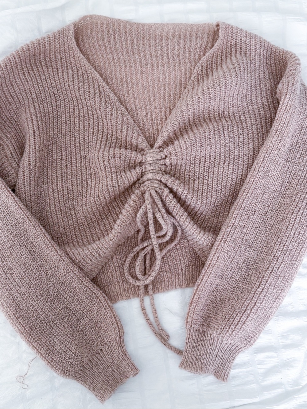 Gathered Front V-Neck Women's Sweater